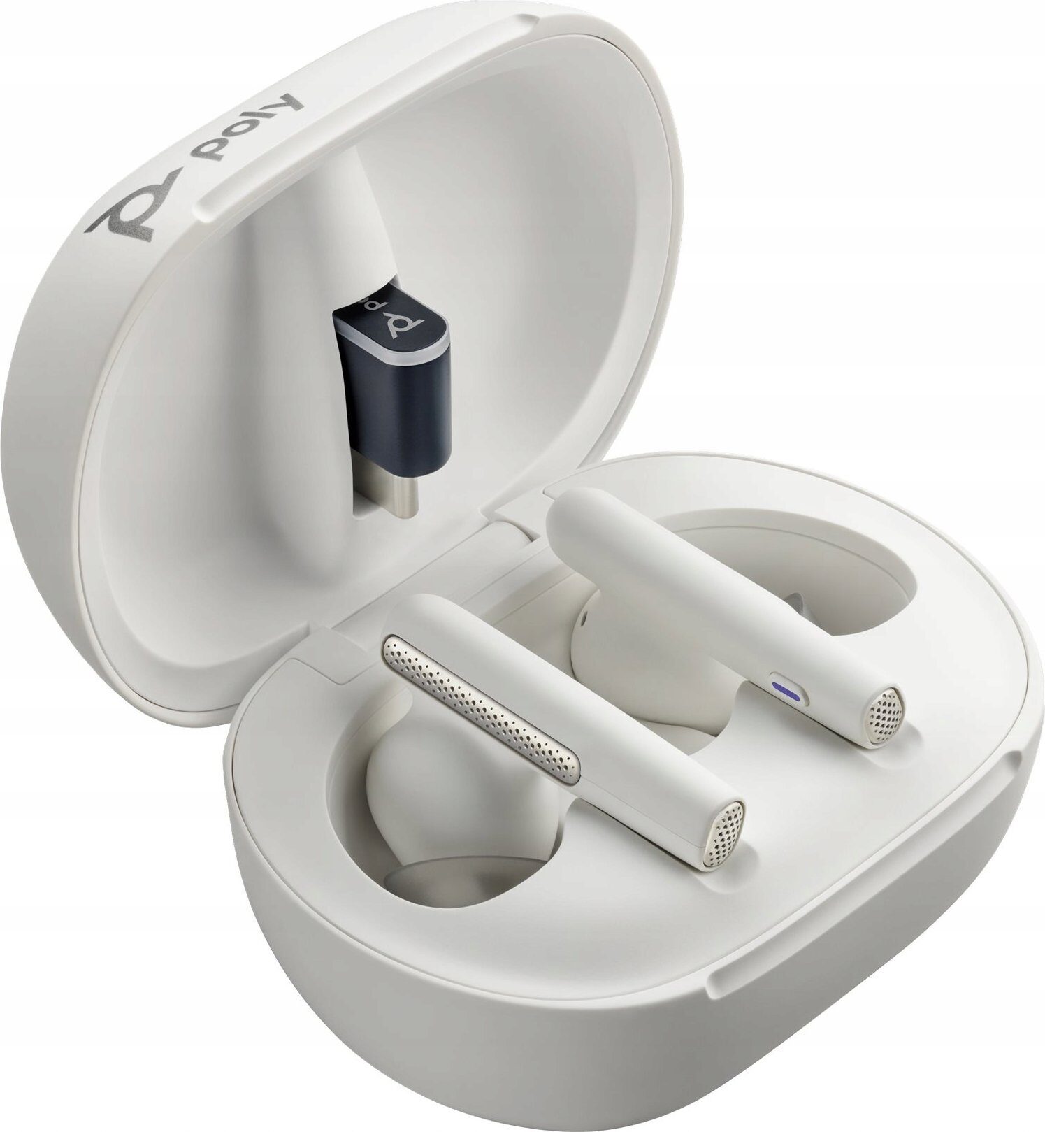 13224765_1_f Słuchawki Poly Voyager Free 60+ UC Białe +BT700 USB-A Adapter +Touchscreen Charge Case (7Y8G5AA)