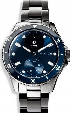 Smartwatch Withings Withings Scanwatch Nova - zegarek z funkcją EKG, pomiarem pulsu, SPO2 i temperatury oraz mierzeniem aktywności fizycznej i snu (42mm, blue)