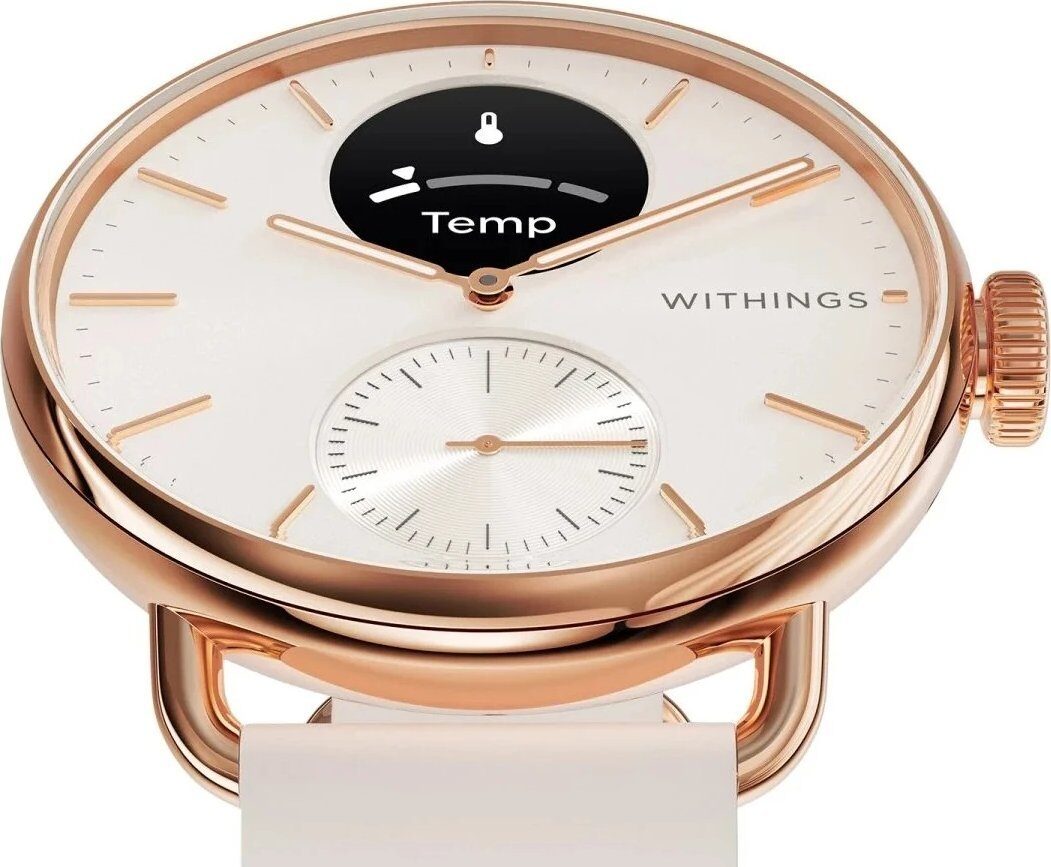 Smartwatch Withings Withings Scanwatch 2 - zegarek z funkcją EKG, pomiarem pulsu i SPO2 oraz mierzeniem aktywności fizycznej i snu (38mm, rose gold)