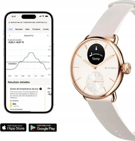 Smartwatch Withings Withings Scanwatch 2 - zegarek z funkcją EKG, pomiarem pulsu i SPO2 oraz mierzeniem aktywności fizycznej i snu (38mm, rose gold)