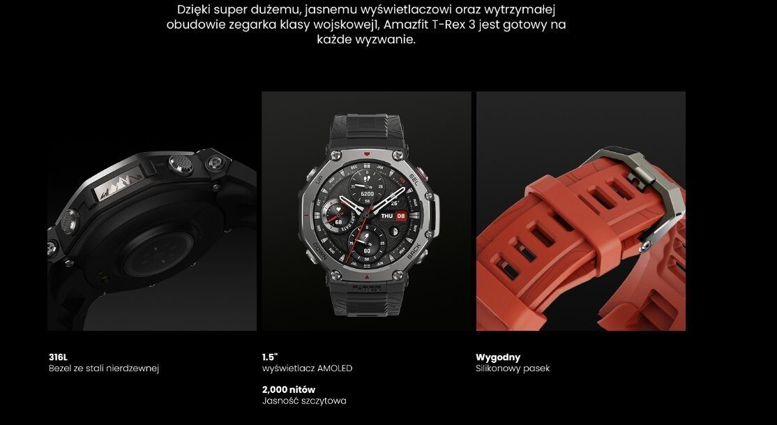 Smartwatch Huami T-Rex 3 Czarny (W2323GL1N)
