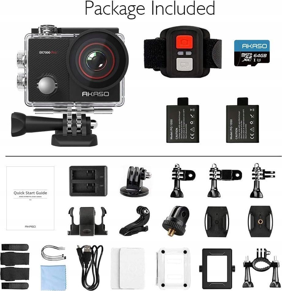 14245694_1_f Kamera AKASO Zestaw EK7000 Pro 4K 20MP kamera podwodna sportowa karta pamięci 64GB