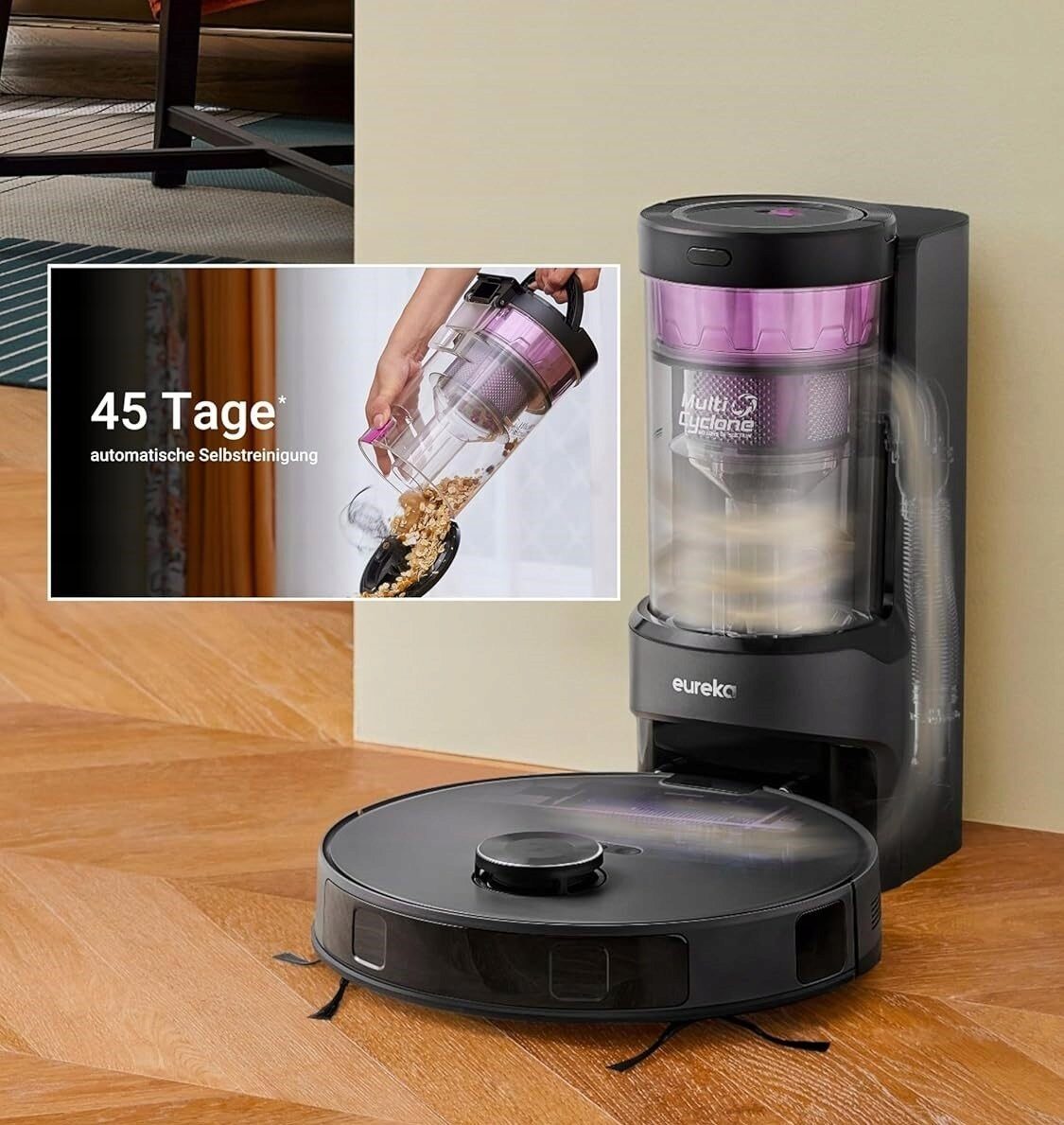 Robot sprzątający AECO EUREKA E20 Plus robot odkurzający myjący stacja odsysająca 8000 Pa 300 m2