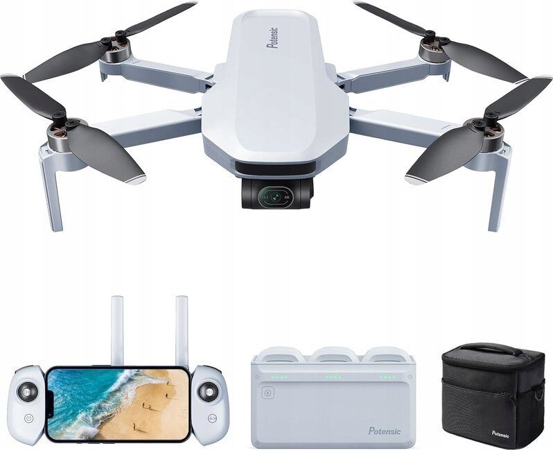Dron Canyon Dronas POTENSIC Atom Full Combo (3 baterijos, įkroviklis) su kamera 12Mp 4K