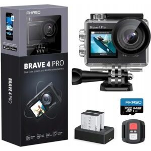 Kamera AKASO Zestaw Brave 4 Pro Action Cam 4K30FPS 20MP 64GB kamera sportowa