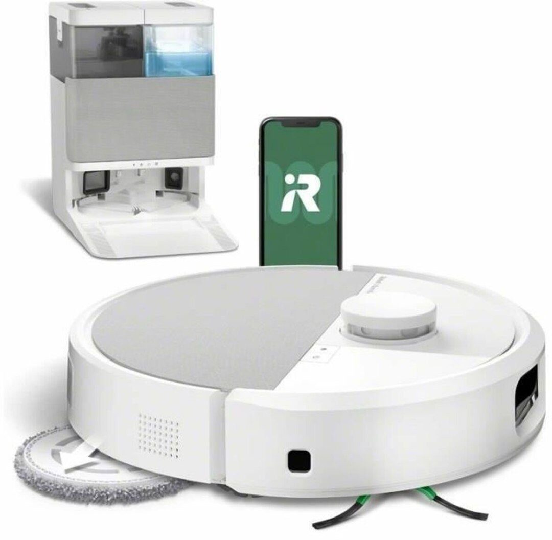 Robot sprzątający iRobot Roomba Plus 505 Combo Robot + AutoWash Dock, Bagless, White, Round, 3 wheel(s), Charging, Purification, Roller brush & Side brush