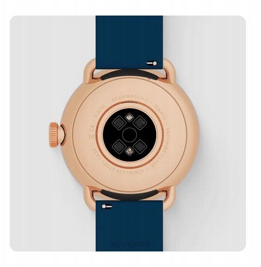 Smartwatch WITHINGS SAS Withings Scanwatch 2 - zegarek z funkcją EKG, pomiarem pulsu i SPO2 oraz mierzeniem aktywności fizycznej i snu (38mm, blue rose gold)