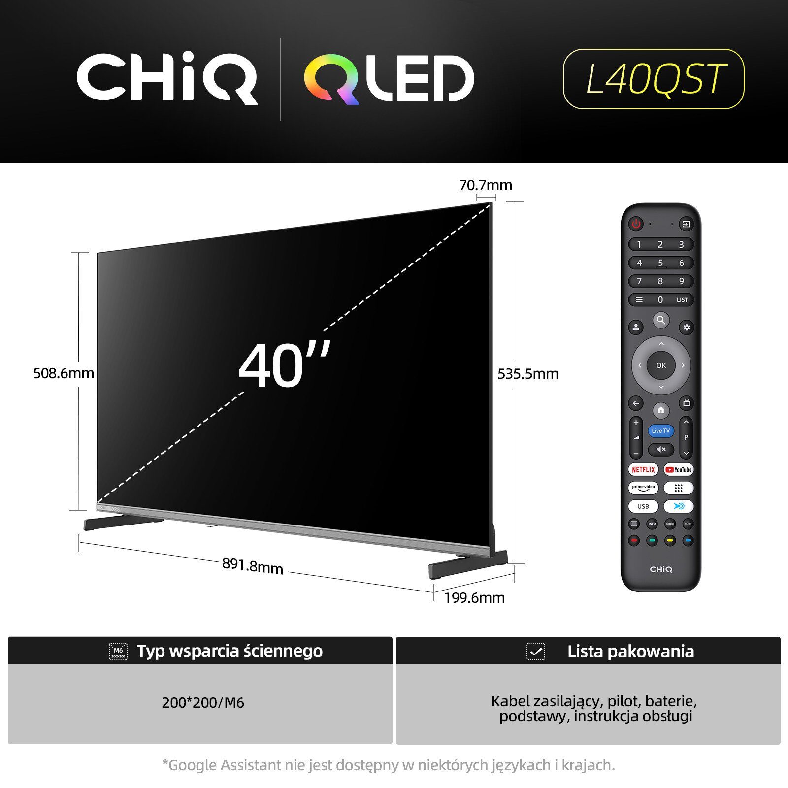 15454655_0_f Telewizor CHiQ L40QST TV 40", QLED, Full HD, Google TV, Frameless, Dolby Audio, dbx-tv, HDR 10