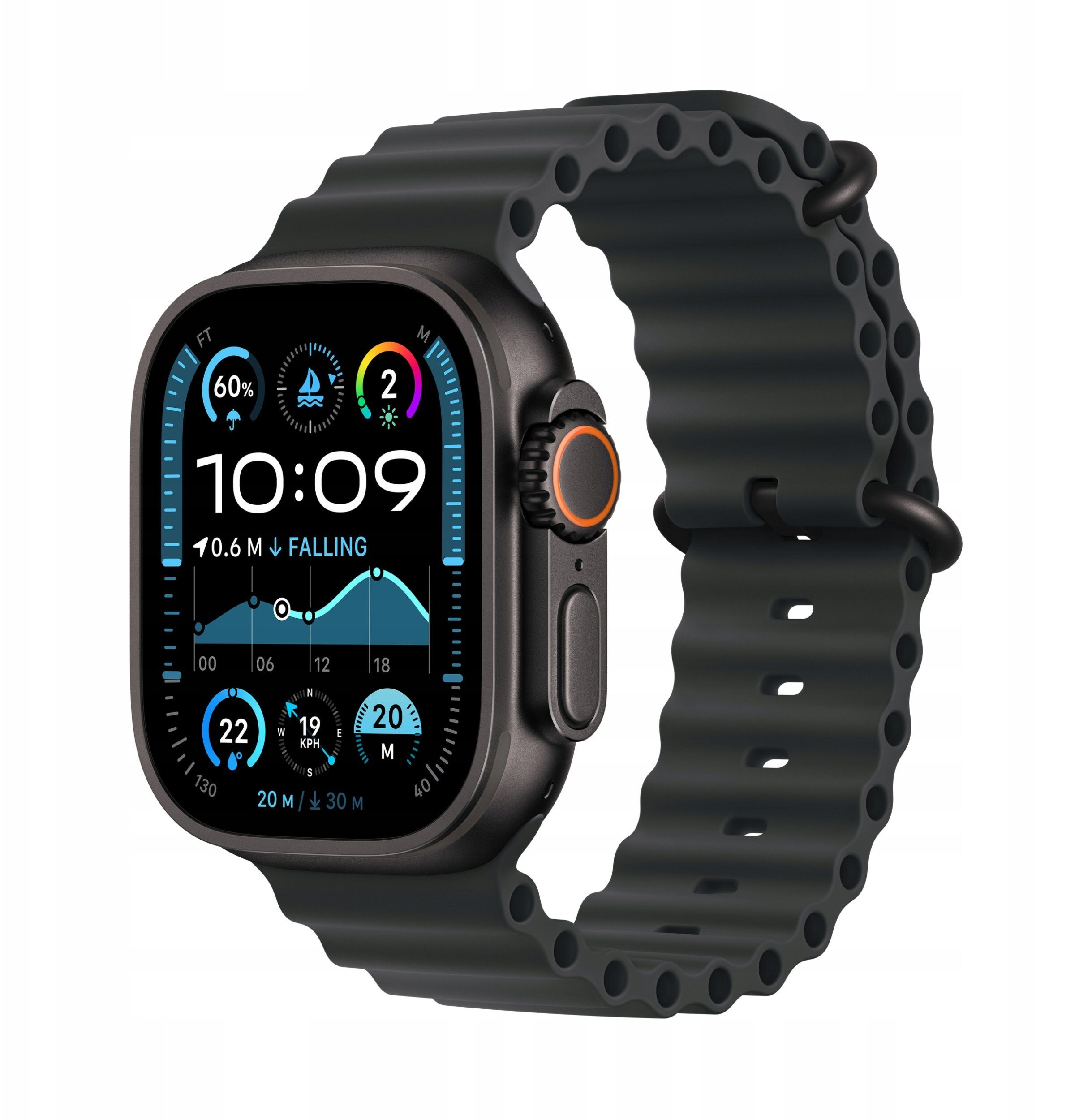 15519571_0_f Smartwatch Apple Watch Ultra 3 GPS + Cellular 49mm Black Titanium / Ocean Band Black (MF0J4QF/A)