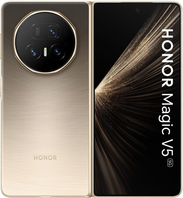 Smartfon Huawei HONOR Magic V5 5G (MBH-N49) AI Handy, Sim Free, 512GB Speicher 16GB RAM, Dual SIM, Android 15, Klappbildschirm Smartphone - Dawn Gold (5109BUHJ)