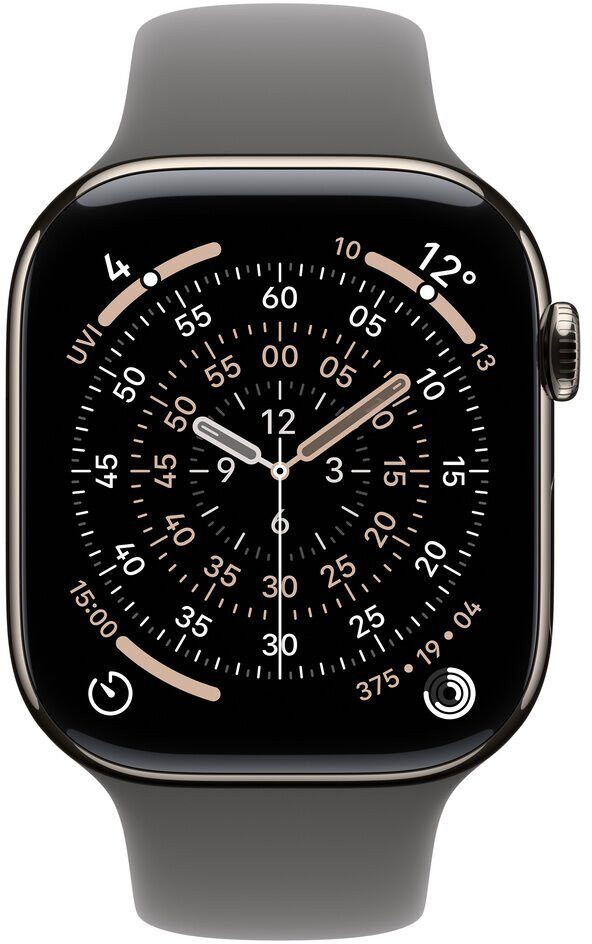 15545385_1_f Smartwatch Apple Watch 11 GPS + Cellular 46mm Natural Titanium Sport Band S/M Grafitowy (MFCW4ZR/A)
