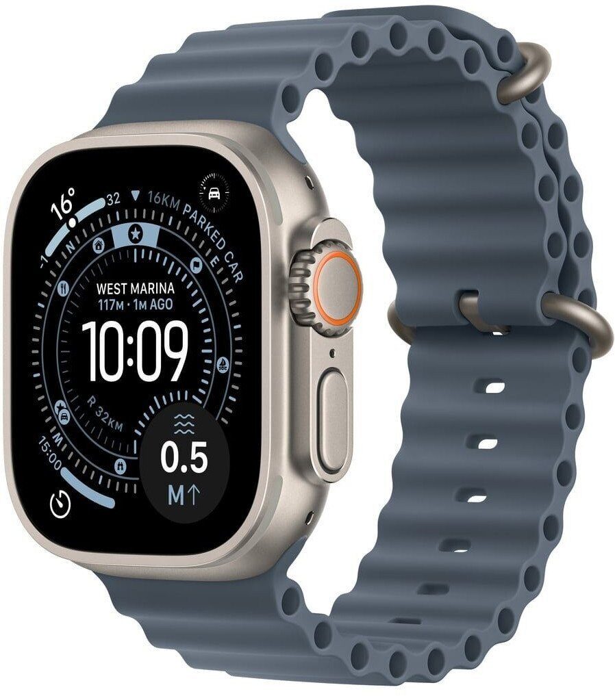 15599629_0_f Smartwatch Apple Watch Ultra 3 GPS + Cellular 49mm Natural Titanium / Ocean Band Niebieski (MEWH4QI/A)