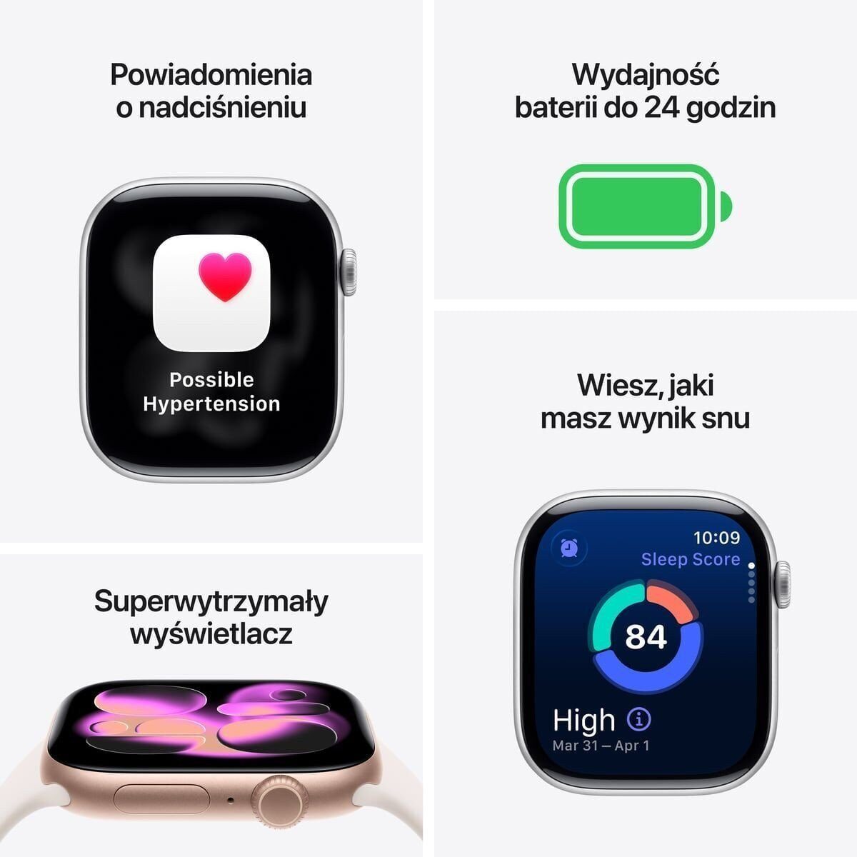 Smartwatch Apple Watch 11 GPS + Cellular 42mm Silver Alu Sport Band M/L Fioletowy (MF8J4MP/A)