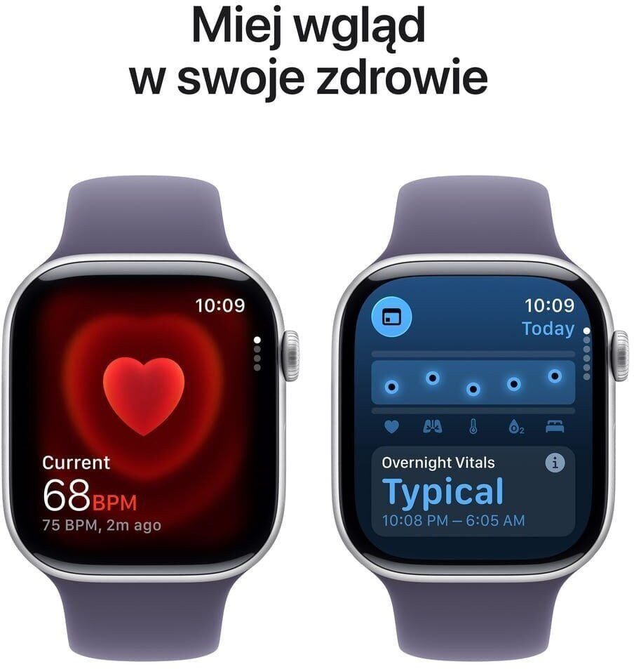 Smartwatch Apple Watch 11 GPS + Cellular 42mm Silver Alu Sport Band M/L Fioletowy (MF8J4MP/A)