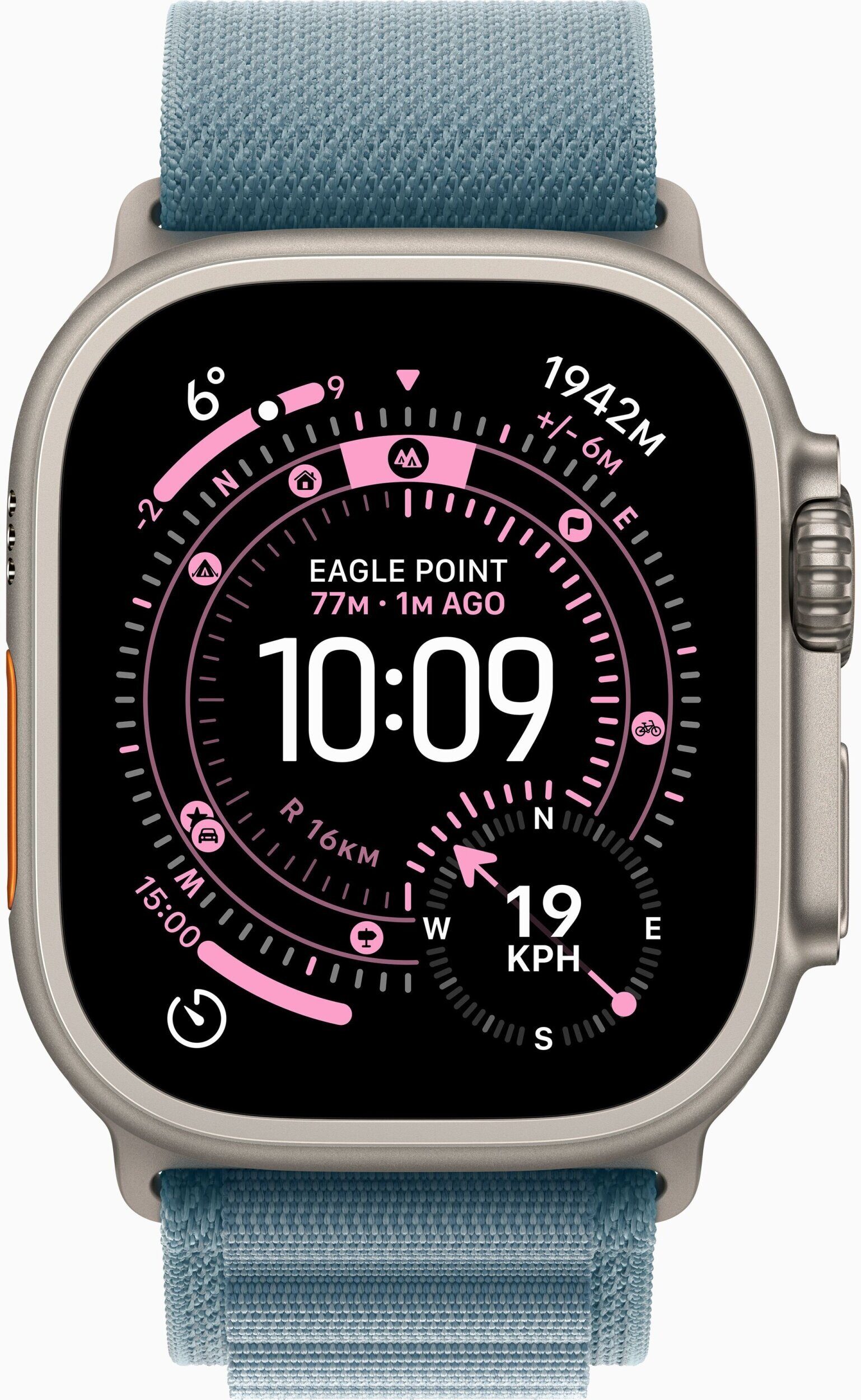 15619267_2_f Smartwatch Apple Watch Ultra 3 GPS + Cellular 49mm Natural Titanium / Alpine Loop S Niebieski (MEWK4QF/A)
