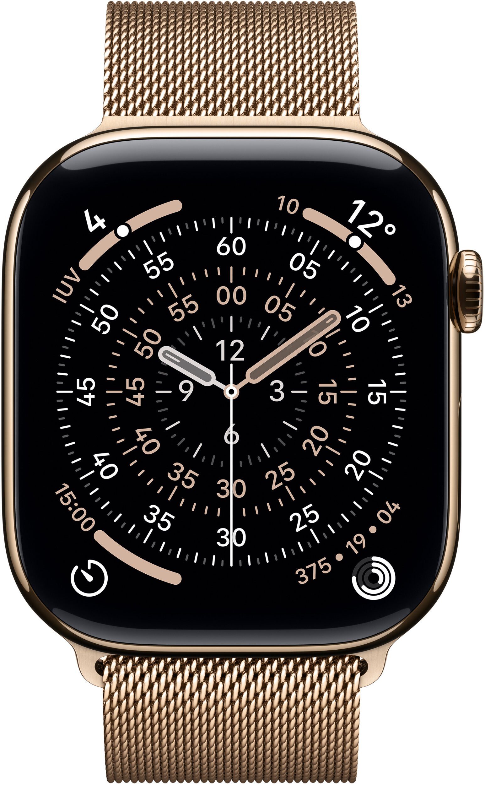 15625194_0_f Smartwatch Apple Watch Series 11 GPS + Cellular 46mm Gold Titanium Case with Gold Milanese Loop - M/L - MFD84ET/A