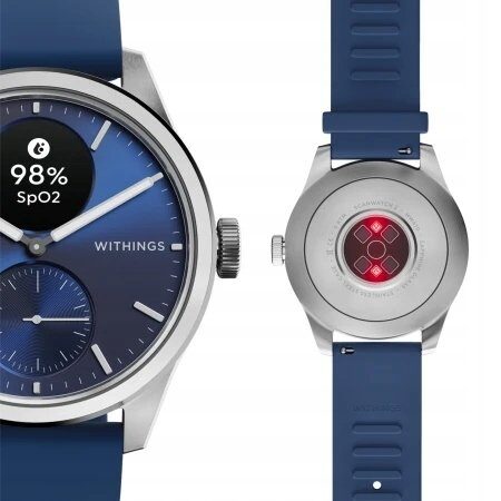 Smartwatch WITHINGS SAS Scanwatch 2 - zegarek z funkcją EKG, pomiarem pulsu i SPO2 oraz mierzeniem aktywności fizycznej i snu (42mm, blue)