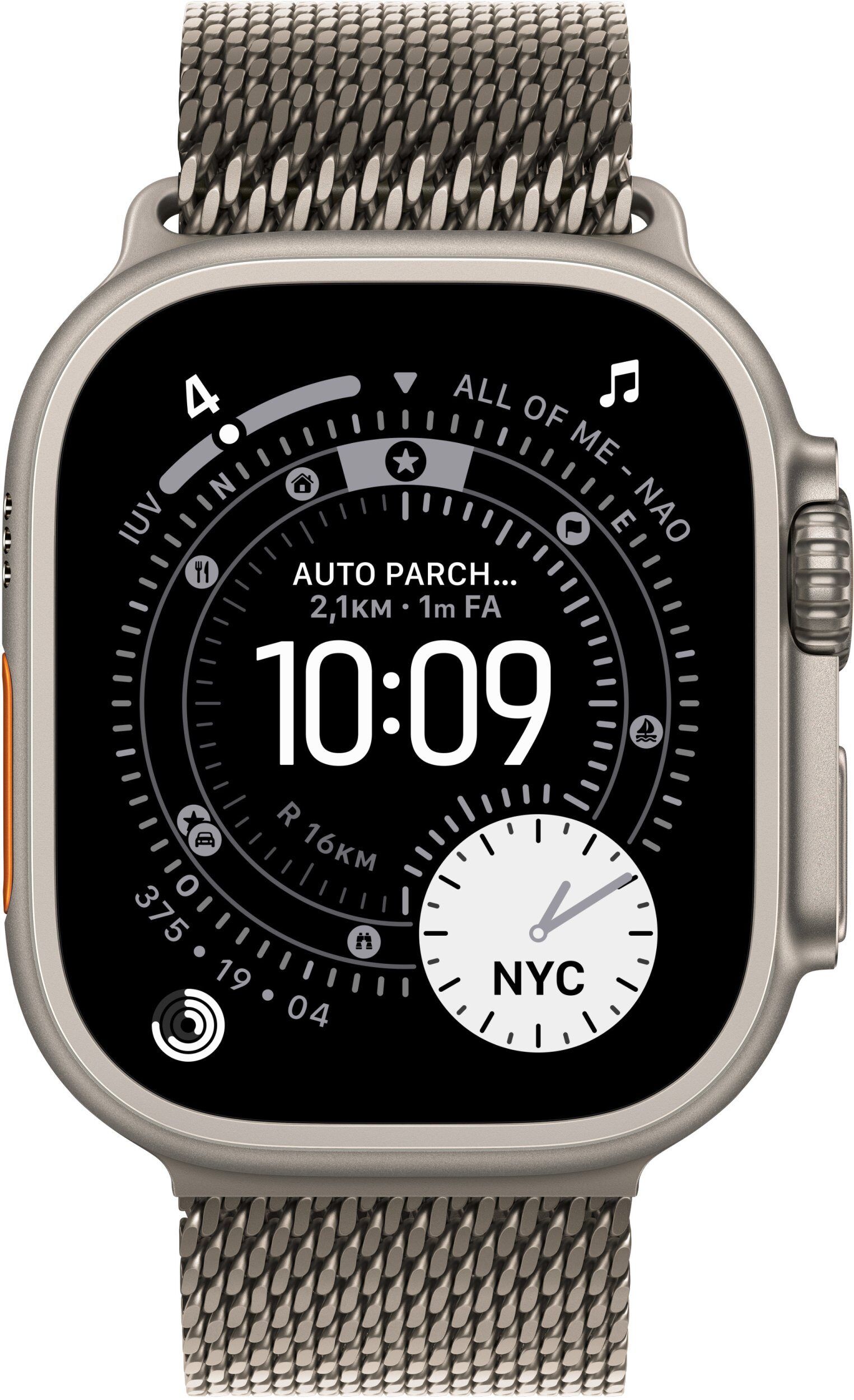 15662329_1_f Smartwatch Apple Watch Ultra 3 GPS + Cellular 49mm Natural Titanium Case with Natural Titanium Milanese Loop - Medium - MEWY4ET/A