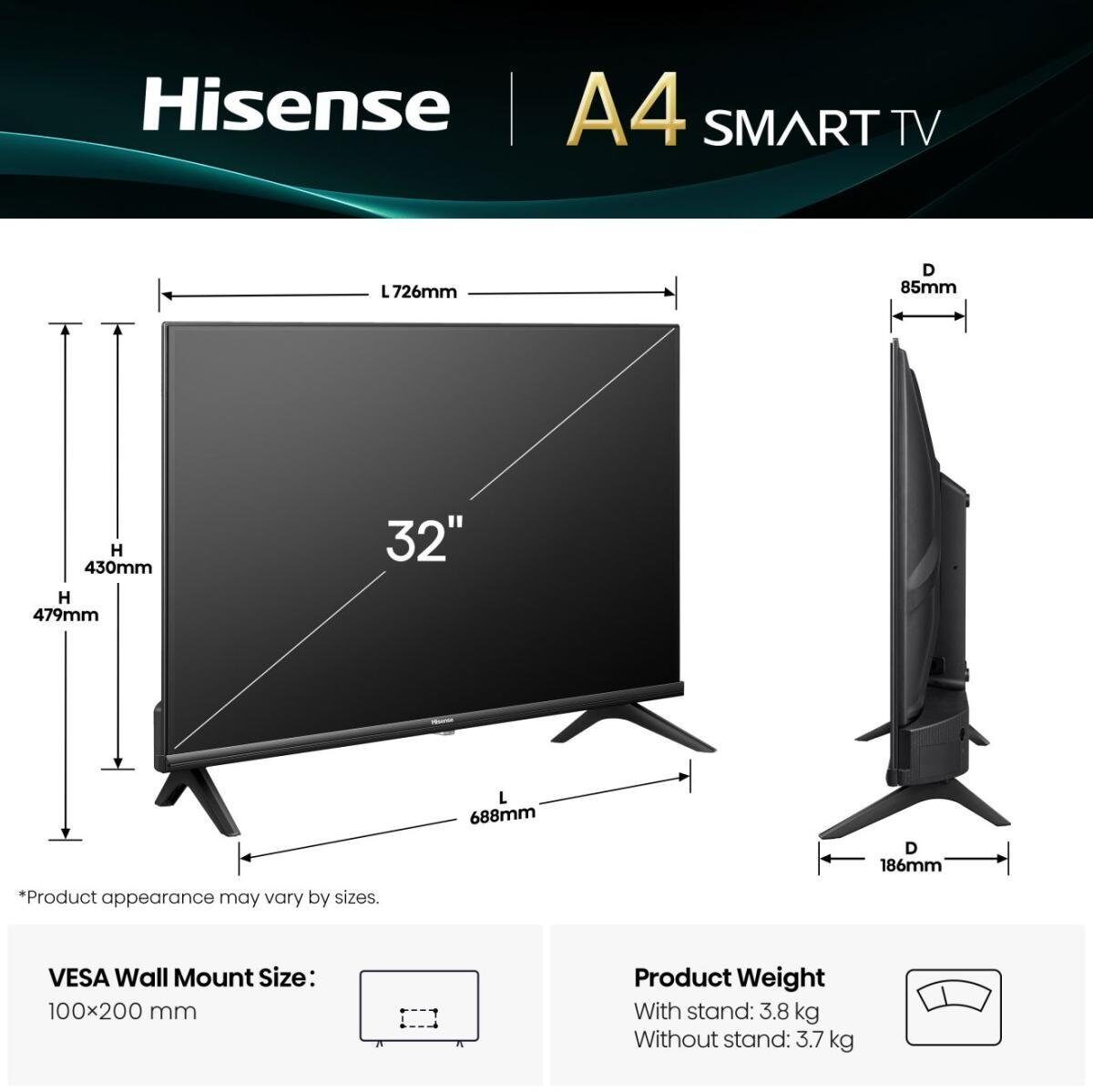 15746463_1_f Telewizor Hisense Hisense 32E4QT 81,3 cm (32") HD Smart TV Wi-Fi Czarny