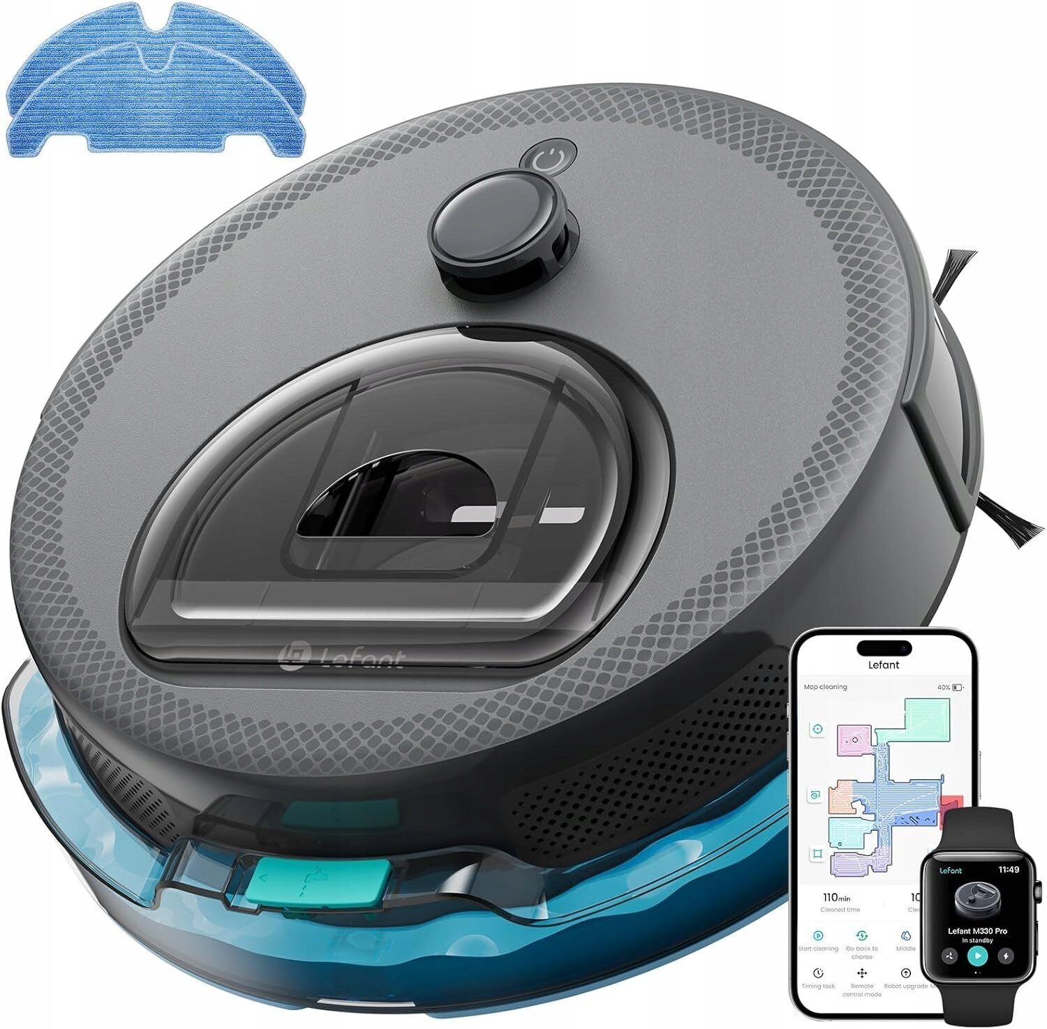 Robot sprzątający LeFant Lefant M330 Pro Robot Sprzątający 5000Pa Nawigacja Laserowa dToF Mop