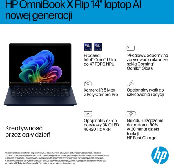 15984920_3_f Laptop HP OmniBook X Flip 14-fm0040nw / 14" 2K OLED dotykowy 2w1 / Intel Core Ultra 5 226V / 16GB RAM / 512GB SSD / Windows 11 Home Niebieski (CW9W6EA)