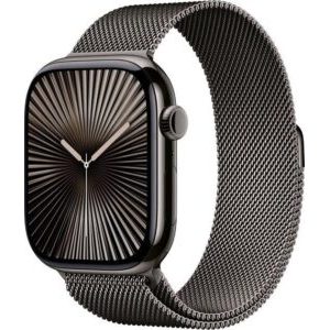 Smartwatch Apple Watch 10 GPS + Cellular 46mm Slate Titanium Milanese Loop S/M Czarny (MC7R4QC/A)
