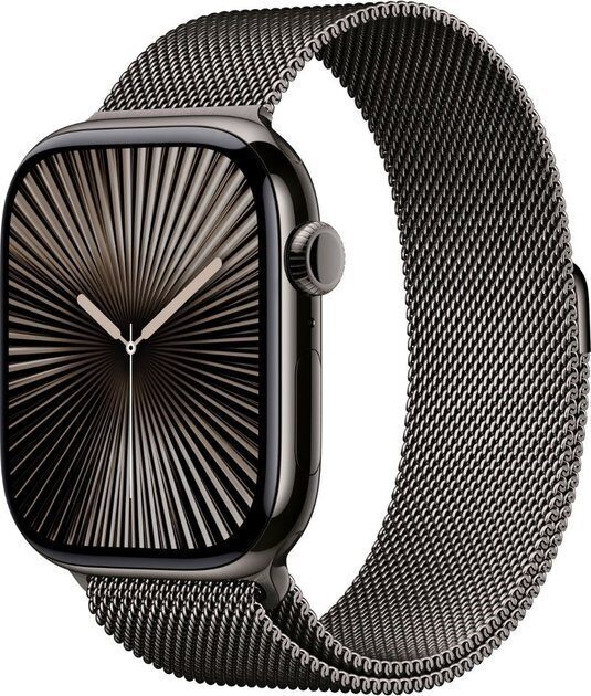 Smartwatch Apple Watch 10 GPS + Cellular 46mm Slate Titanium Milanese Loop S/M Czarny (MC7R4QC/A)