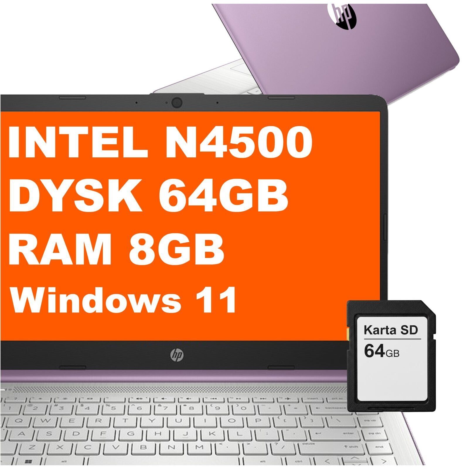 600302890_0_f Laptop HP 14-dq3240nr / B8SW2UA / Intel N4500 / 8GB / 128GB / Intel UHD / 14" HD Dotyk / Win 11 / Fioletowy