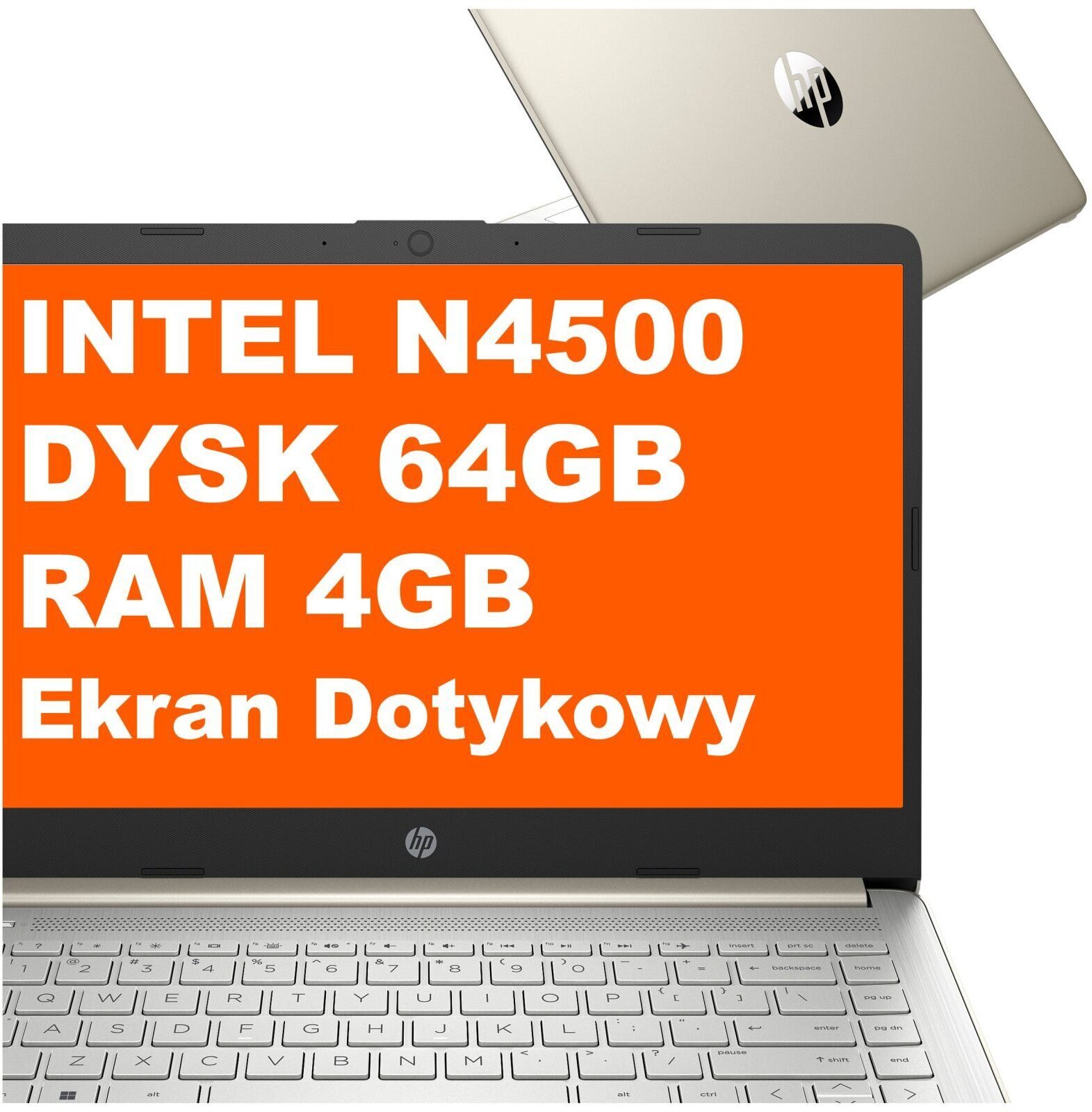 600302905_0_f Laptop HP 14-dq3230nr / B8SW1UA / Intel N4500 / 4GB / 64GB eMMC / Intel UHD / 14" HD Dotyk / Win 11 / Złoty
