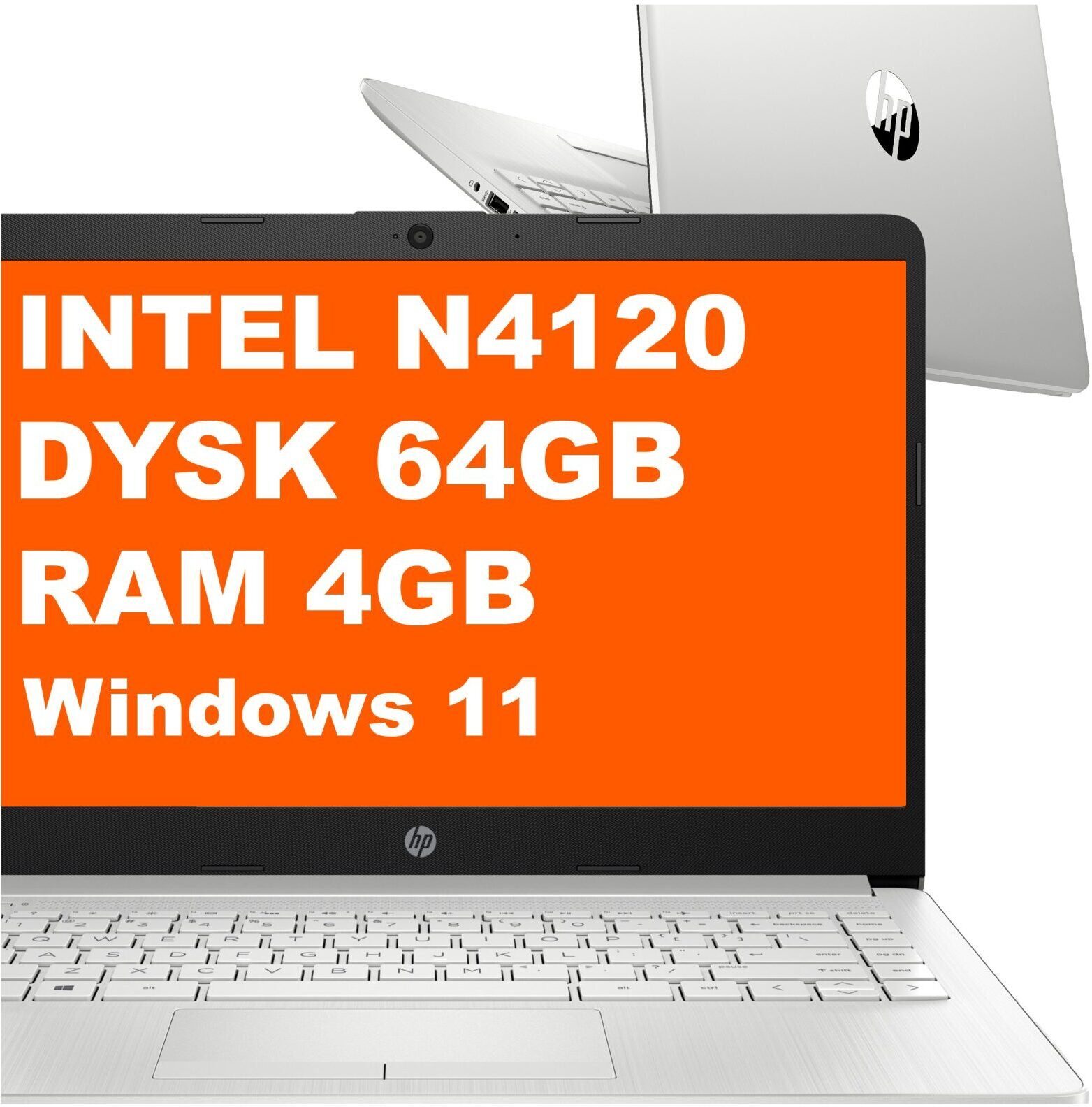 600302909_0_f Laptop HP 14-cf2733wm / A2BZ1UA / Intel N4120 / 4GB / 64GB eMMC / Intel UHD 600 / 14" HD / Win 11 / Srebrny