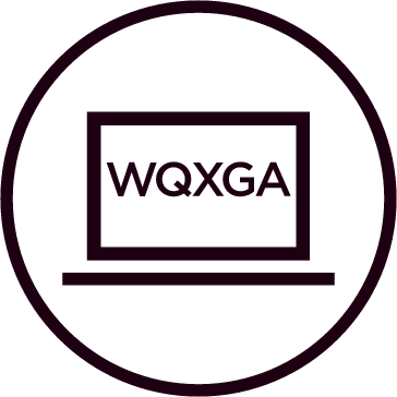 Ikona reprezentująca laptop z wyświetlaczem o rozdzielczości WQXGA.