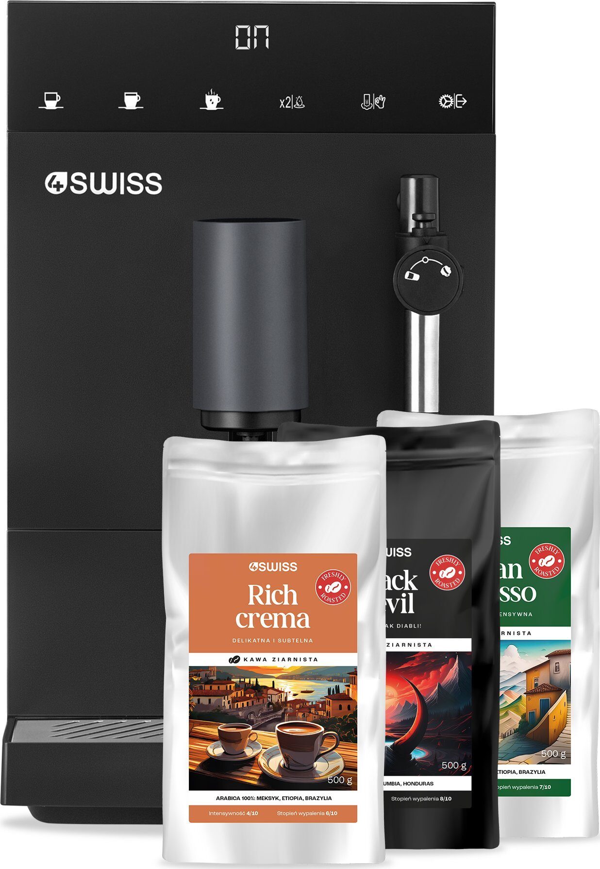 Ekspres ciśnieniowy 4Swiss 4Swiss A22 Modena + zestaw kaw 3x 500g