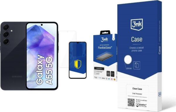 9837766_0_f Smartfon Samsung Galaxy A55 5G 8/128GB Black Enterprise Edition (SM-A556BZK) + FlexibleGlass + Etui Clear Case