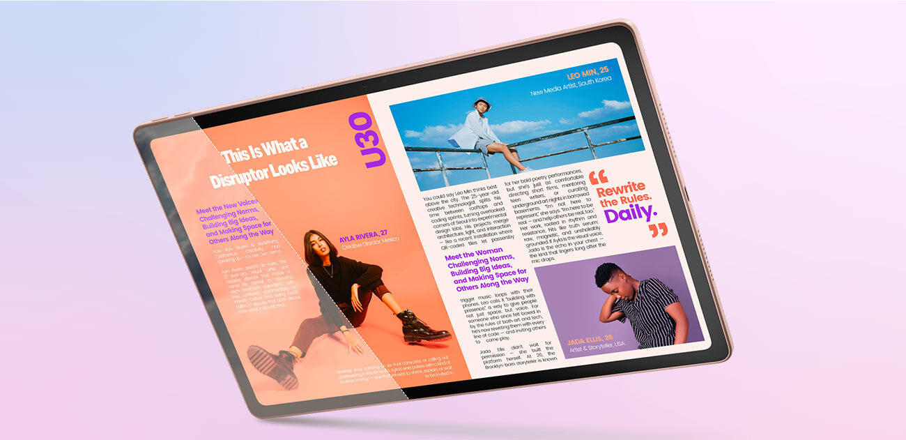 Tablet Idea Tab Plus, na matowej wersji ekranu artykuł z kolorowymi zdjęciami